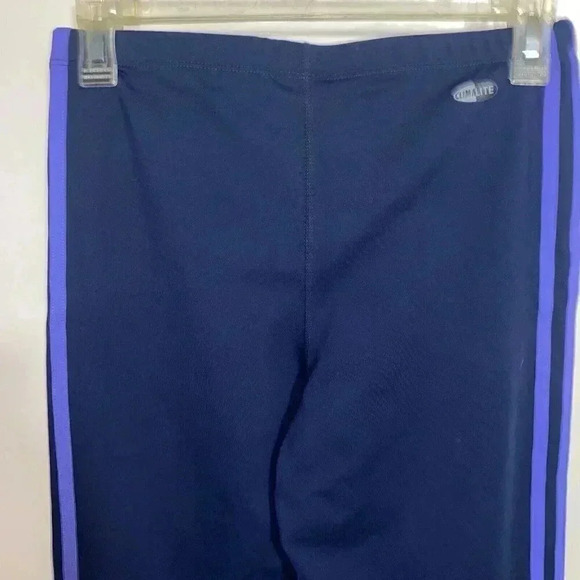ADIDAS WOMENS ATHLETIC YOGA PANTS 3 STRIPE DARK BLUE SIZE L - Picture 4 of 4